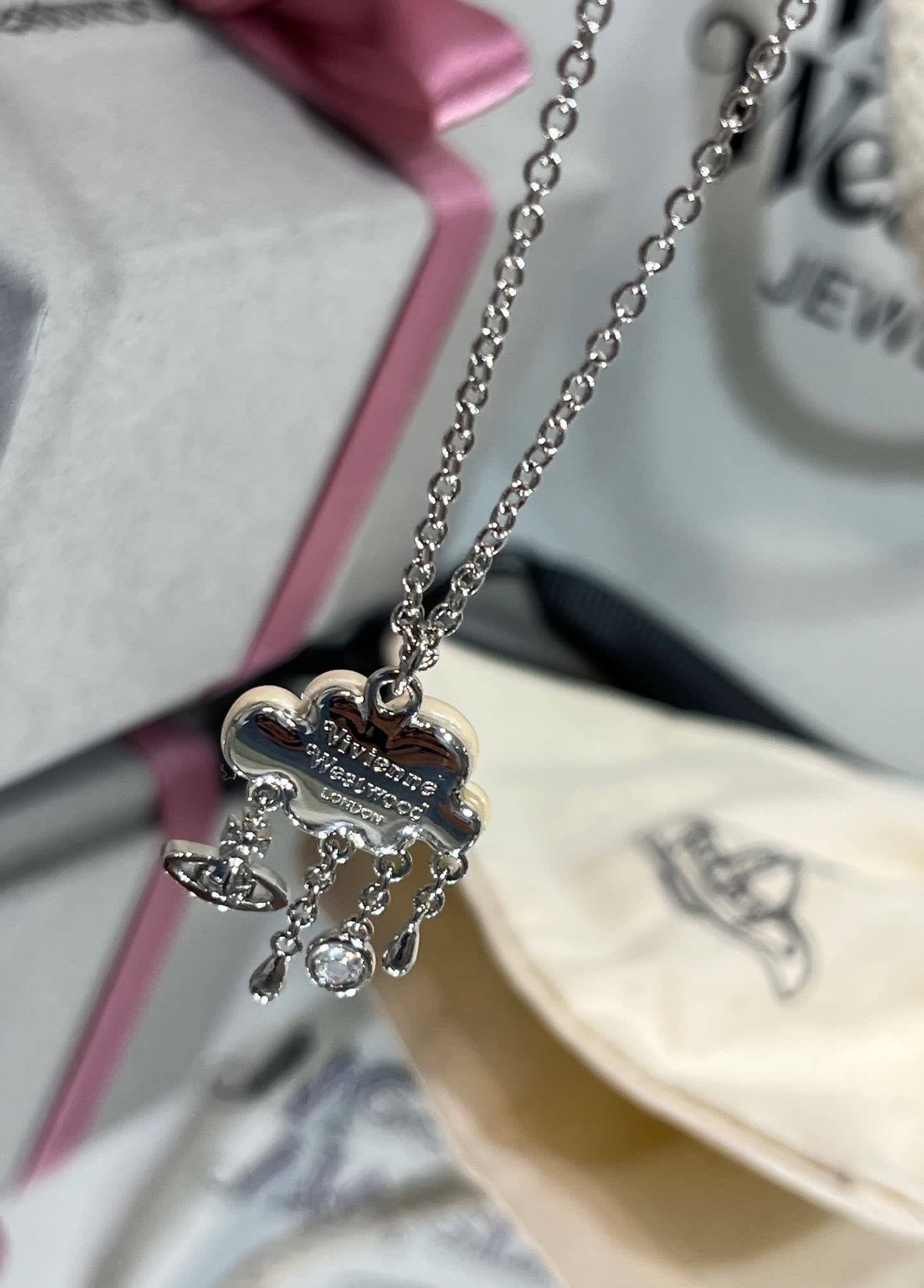 Vivienne Westwood Silver Cloud Pearl Necklace